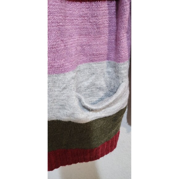 Caslon Small Staggered Stripe Cardigan Open Front Shawl Collar Sweater - Picture 4 of 9